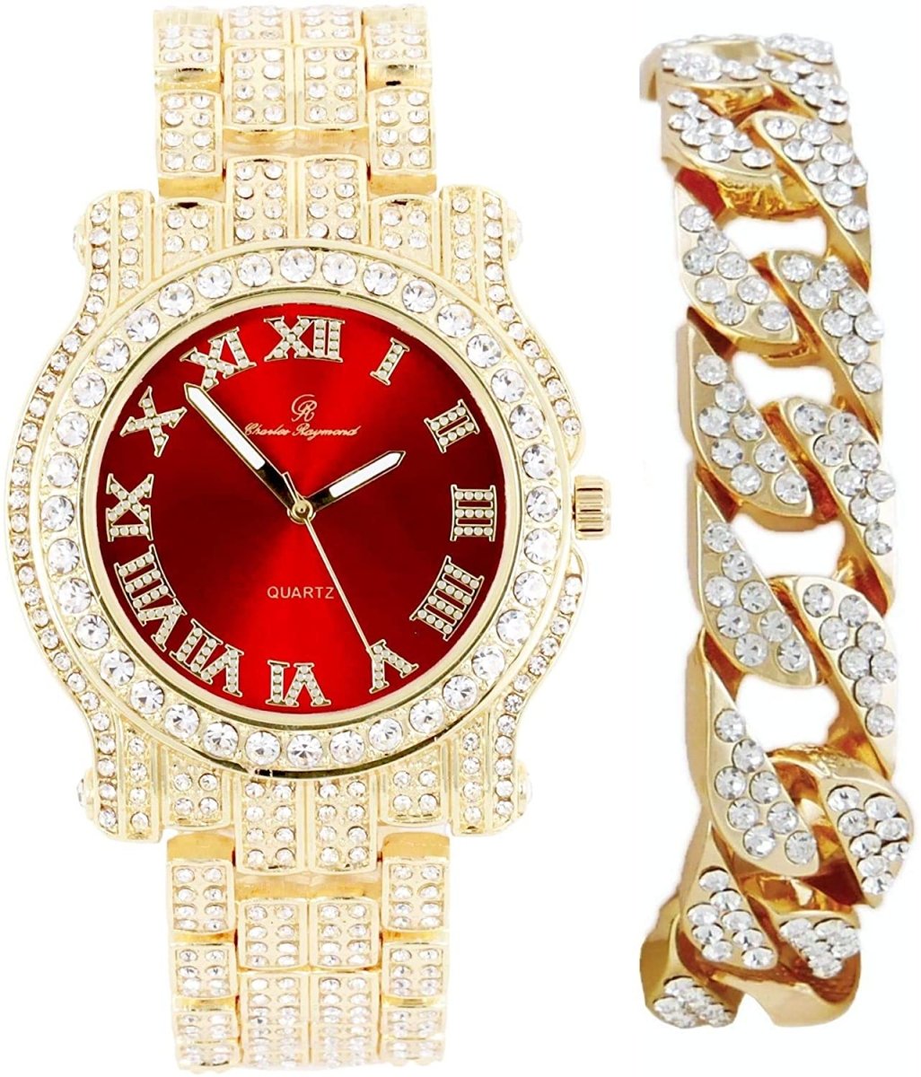 Bling - ed Out Silver Round Luxury Watch Bling - ed Out Cuban Bracelet - Samuels Jewelers