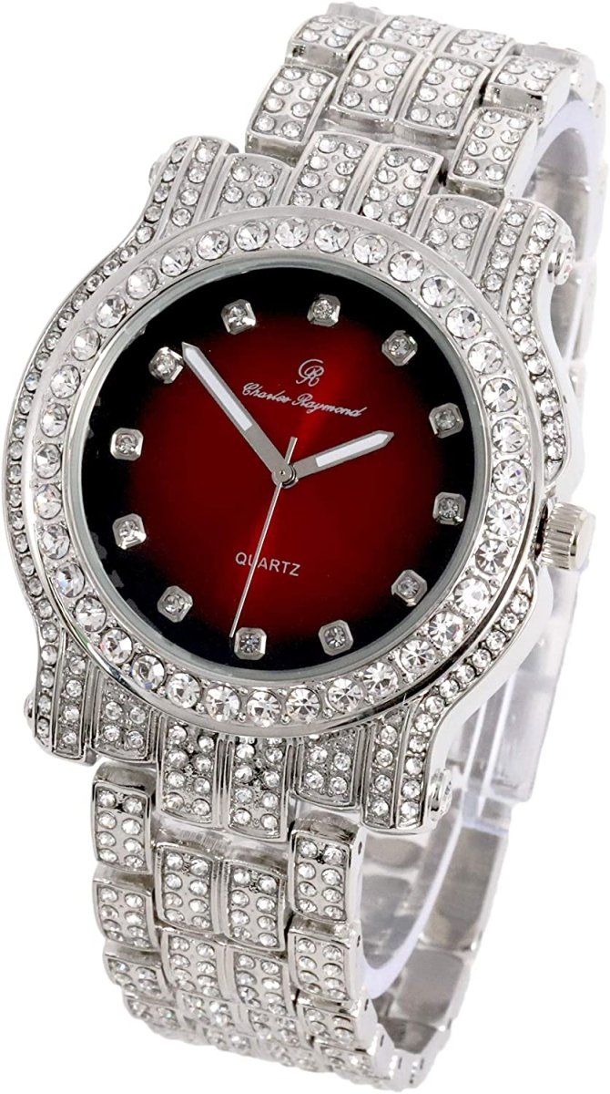 Bling - ed Out Silver Round Luxury Watch Bling - ed Out Cuban Bracelet - Samuels Jewelers