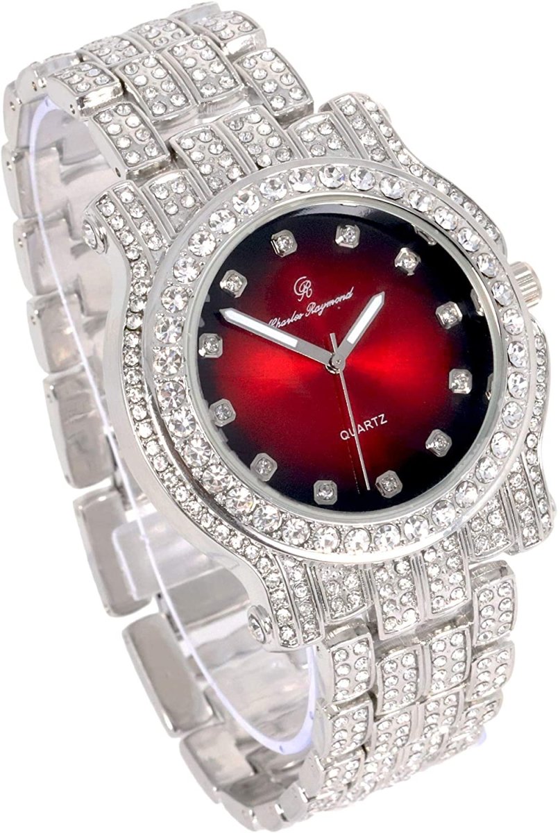 Bling - ed Out Silver Round Luxury Watch Bling - ed Out Cuban Bracelet - Samuels Jewelers