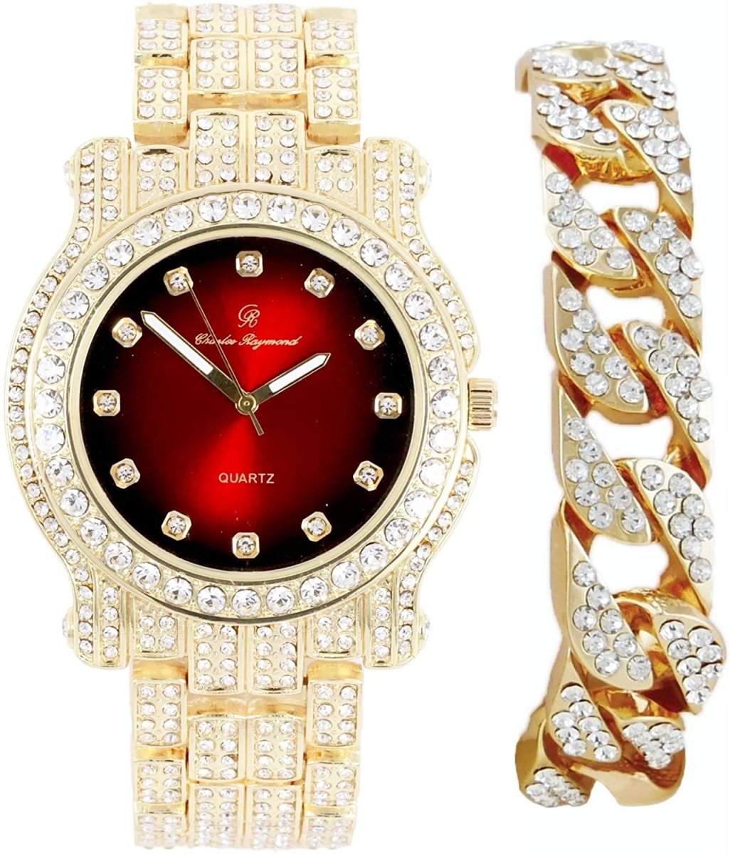 Bling - ed Out Silver Round Luxury Watch Bling - ed Out Cuban Bracelet - Samuels Jewelers