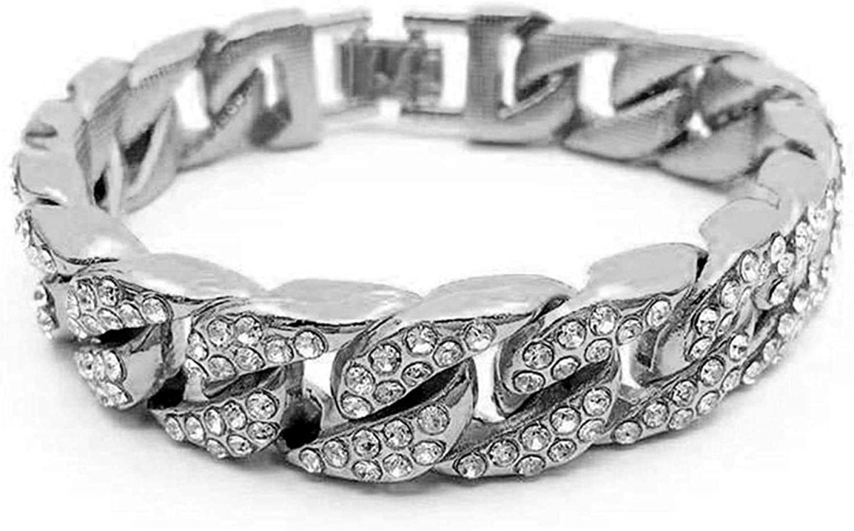 Bling - ed Out Silver Round Luxury Watch Bling - ed Out Cuban Bracelet - Samuels Jewelers