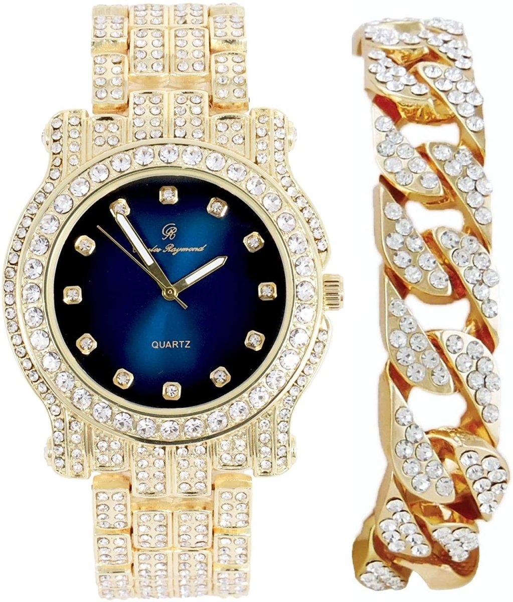 Bling - ed Out Silver Round Luxury Watch Bling - ed Out Cuban Bracelet - Samuels Jewelers