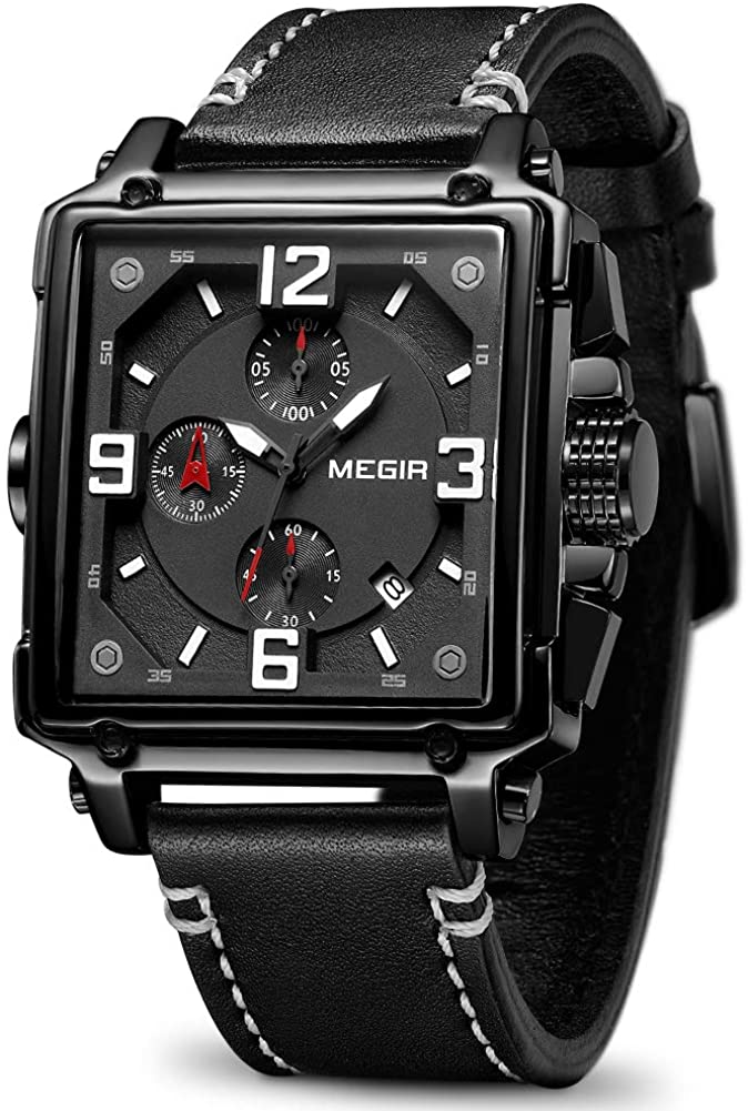 Men's Analogue Army Military Chronograph Luminous Quartz Watch Fashion Leather Strap - Samuels Jewelers