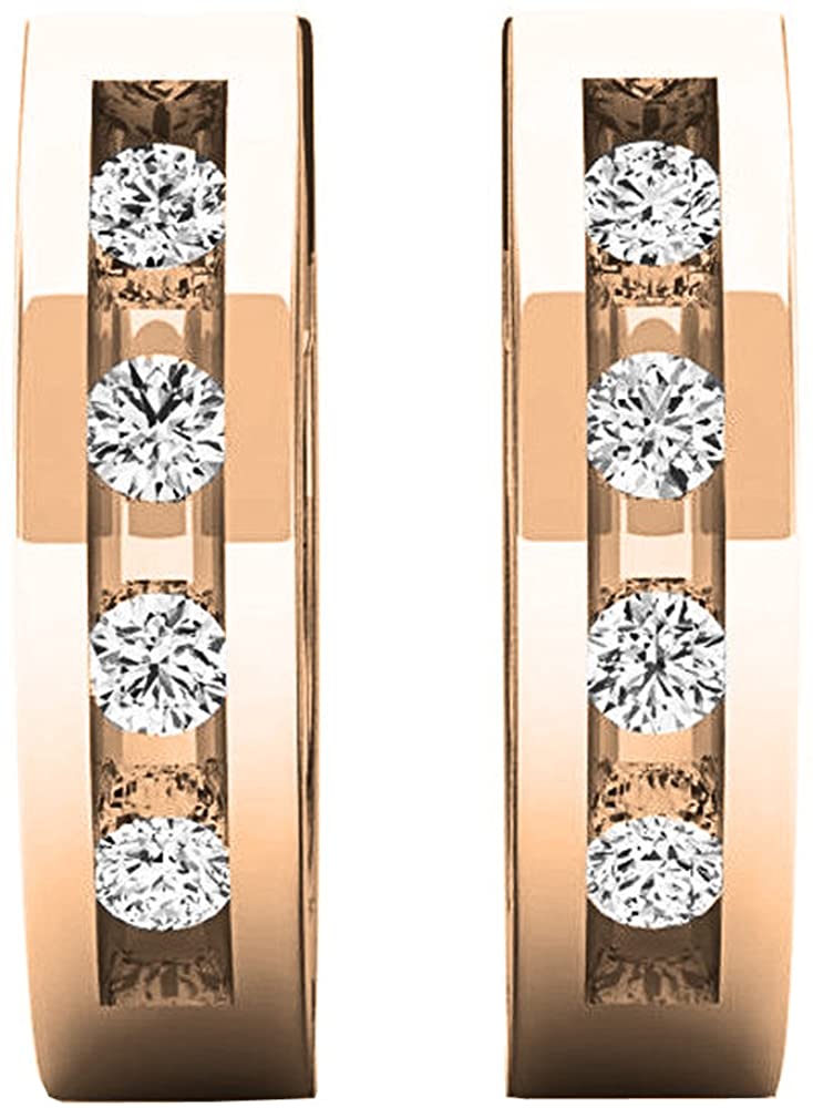 Collection 0.05 Carat (ctw) 14K Gold Round Diamond Hoop Earrings - Samuels Jewelers