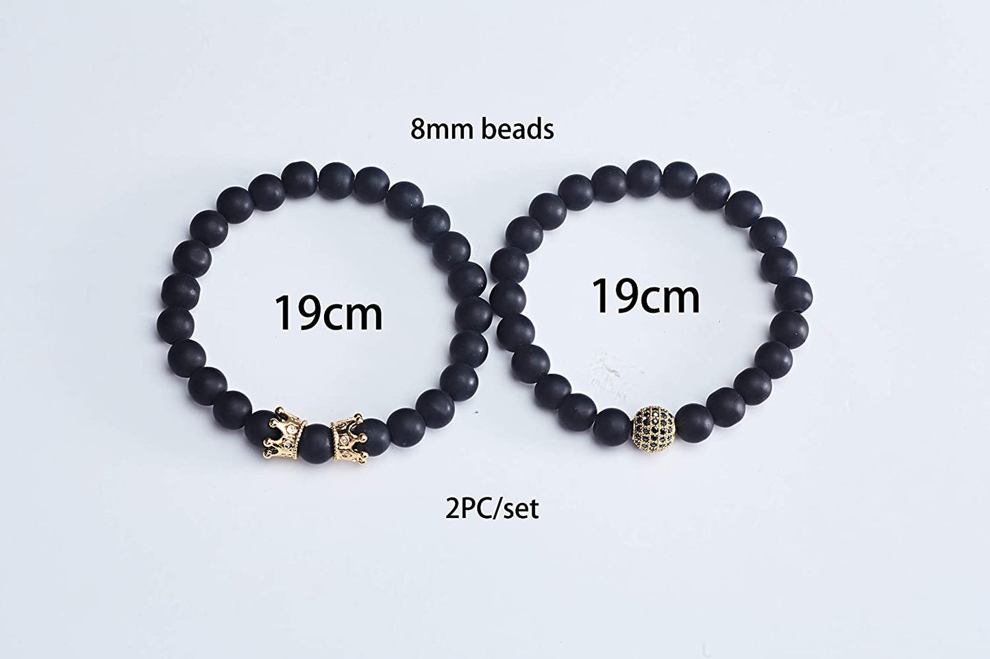 Charm Beads Bracelet Set Luxury Matte Onyx Natural Stone - Samuels Jewelers