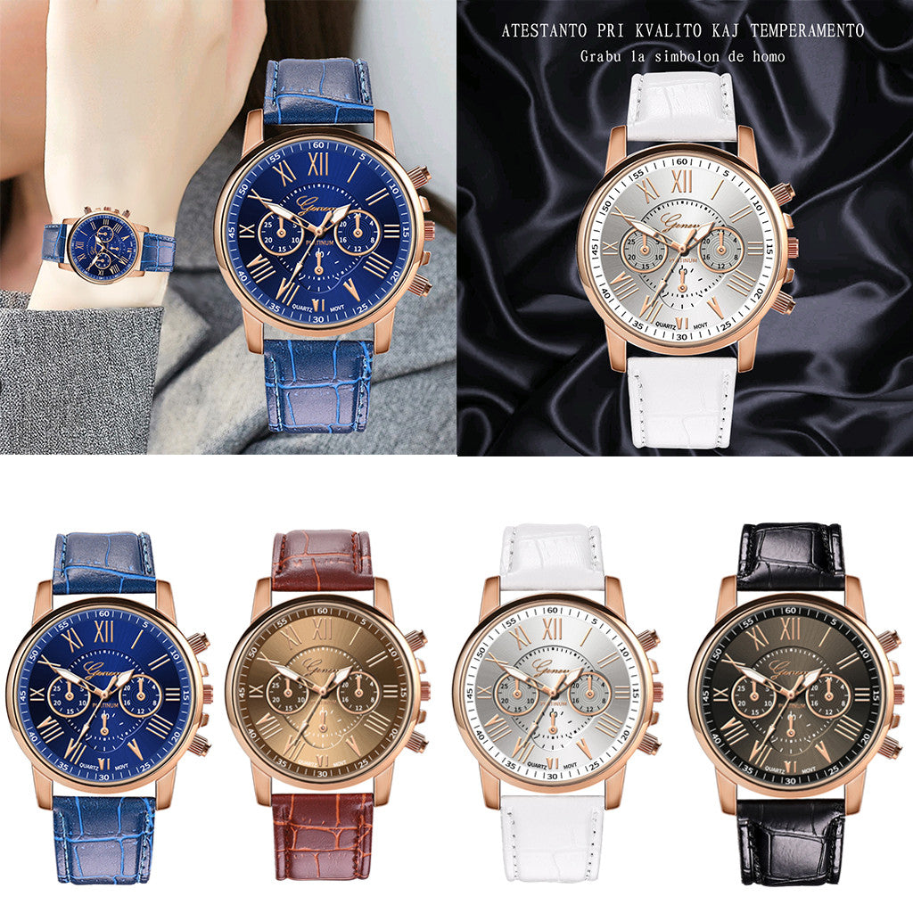 Leather Band Quartz Analog Wrist Watch - Samuels Jewelers