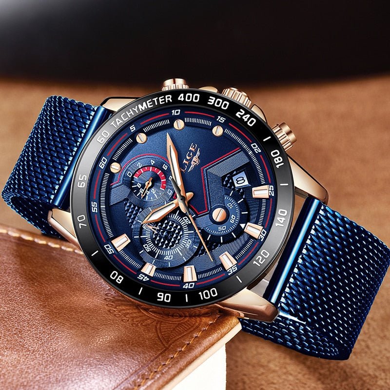 Casual Mesh Belt Quartz Gold Watch Men Luxury Waterproof - Samuels Jewelers