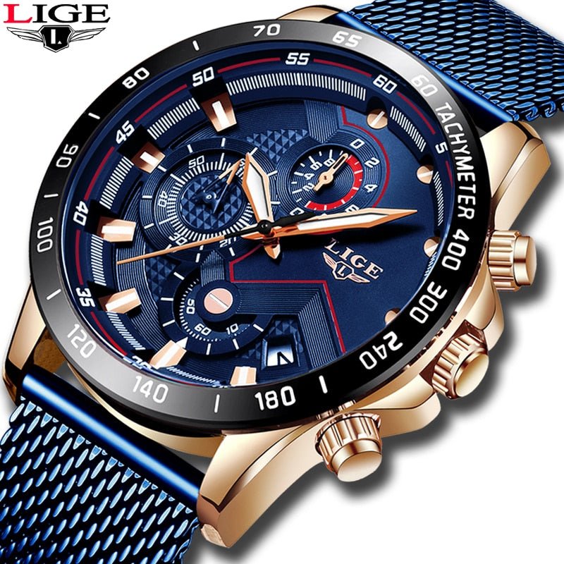 Casual Mesh Belt Quartz Gold Watch Men Luxury Waterproof - Samuels Jewelers