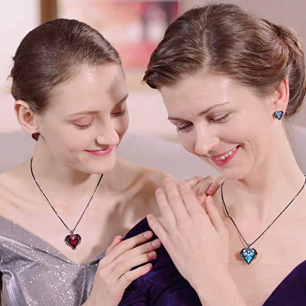 Heart Necklace & Earrings Jewelry 18K White Gold Plated - Samuels Jewelers