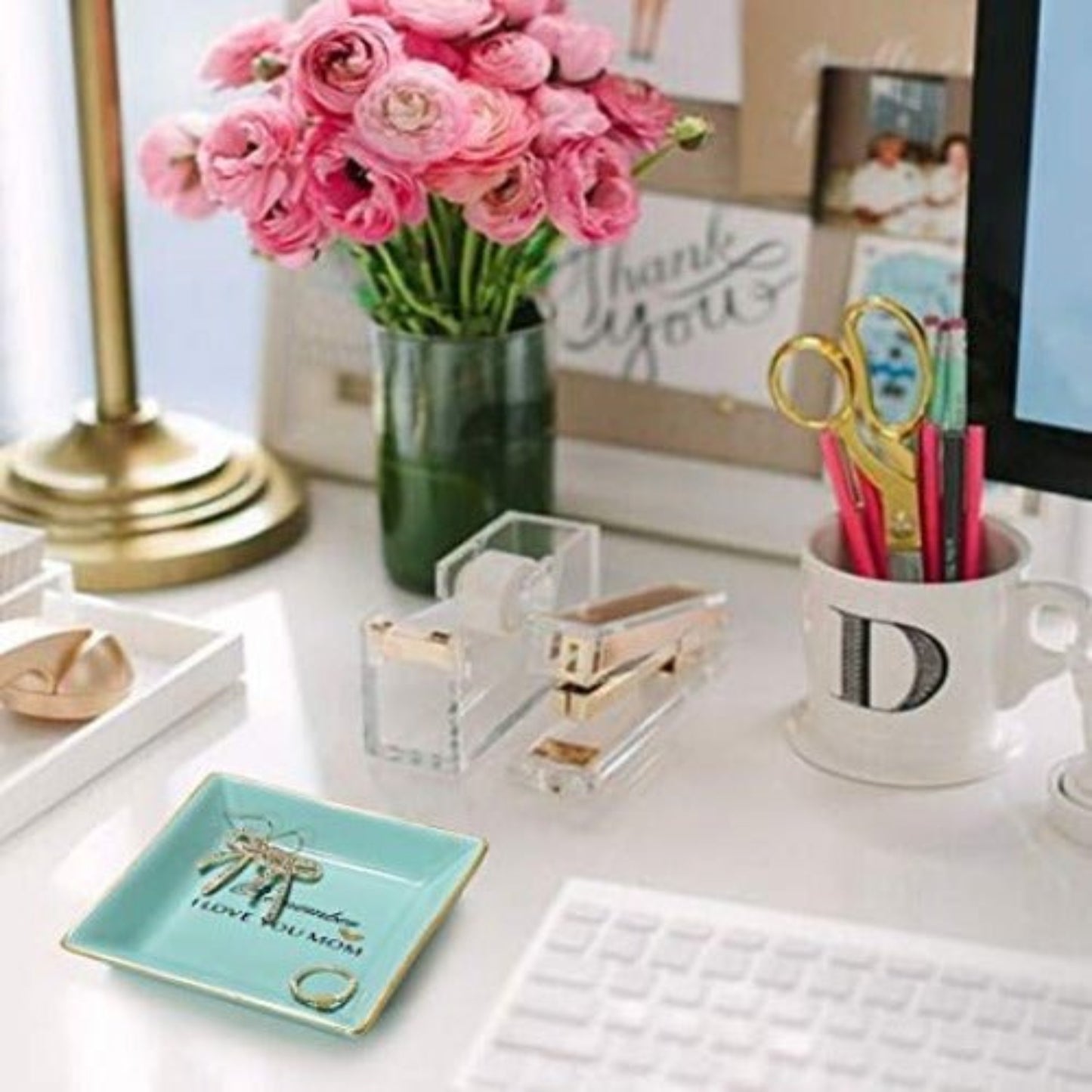 Ceramic Jewelry Dish Tray Blue Ring Dish Jewelry Organizer - Samuels Jewelers