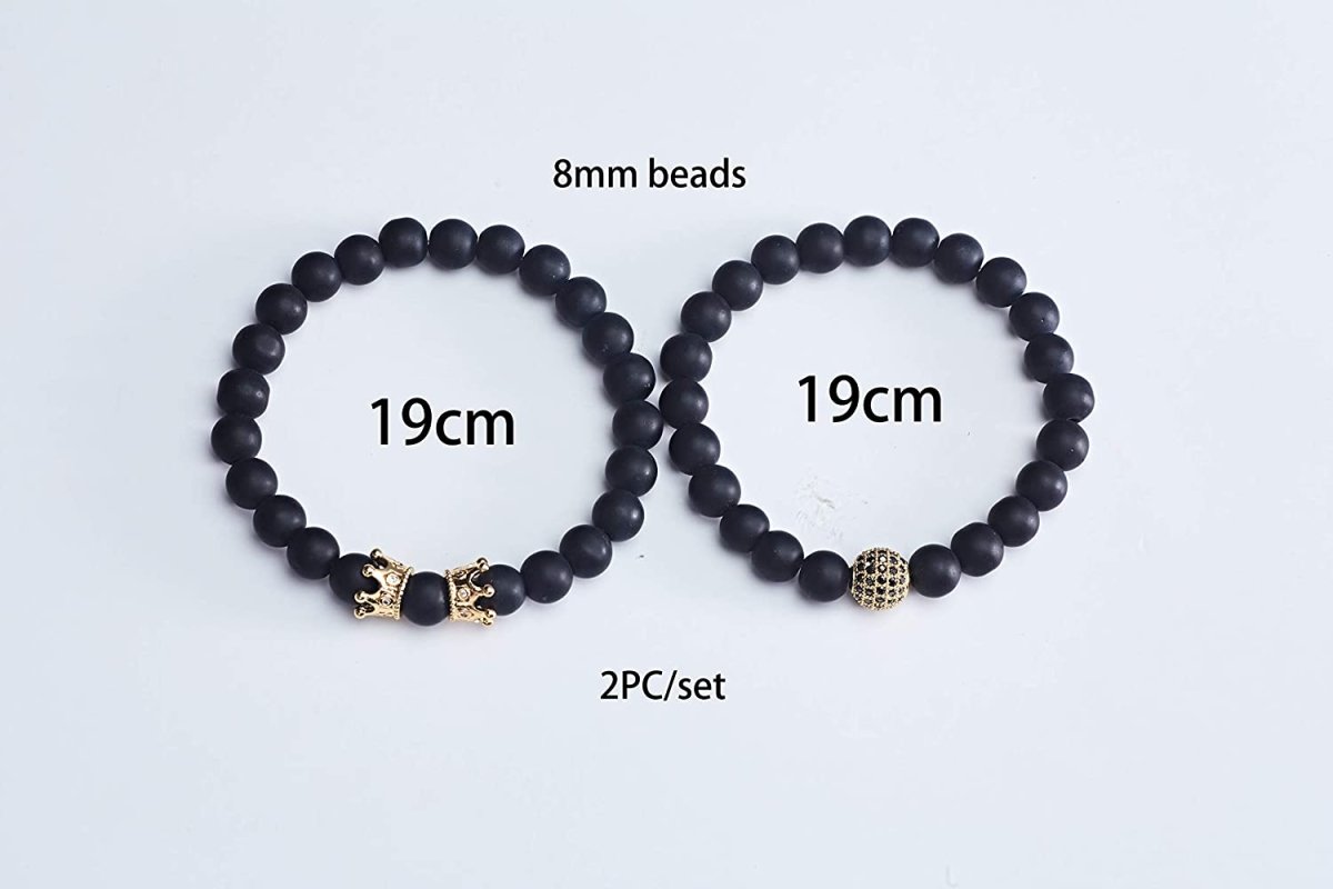 Charm Beads Bracelet Set Luxury Matte Onyx Natural Stone - Samuels Jewelers