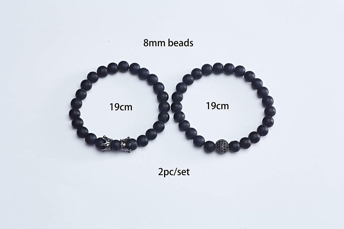 Charm Beads Bracelet Set Luxury Matte Onyx Natural Stone - Samuels Jewelers