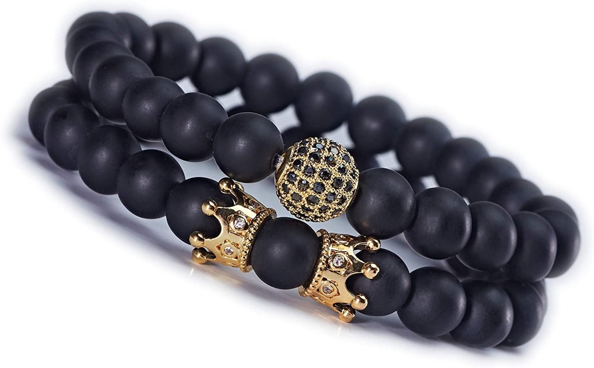 Charm Beads Bracelet Set Luxury Matte Onyx Natural Stone - Samuels Jewelers