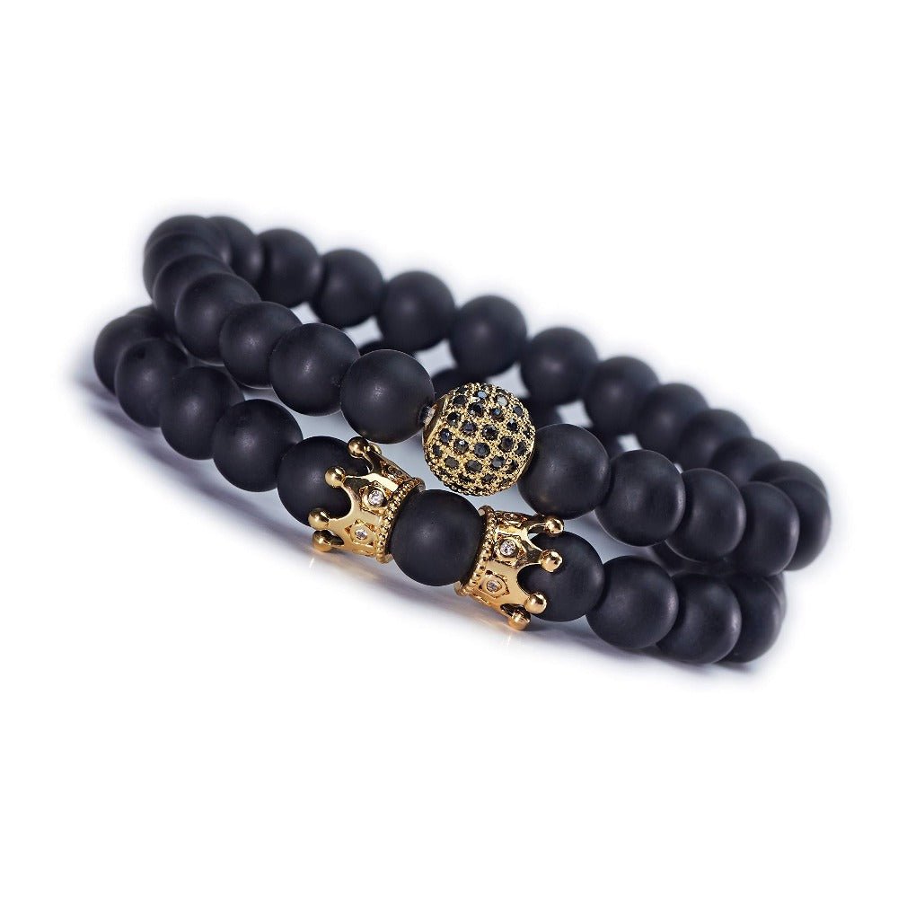 Charm Beads Bracelet Set Luxury Matte Onyx Natural Stone - Samuels Jewelers