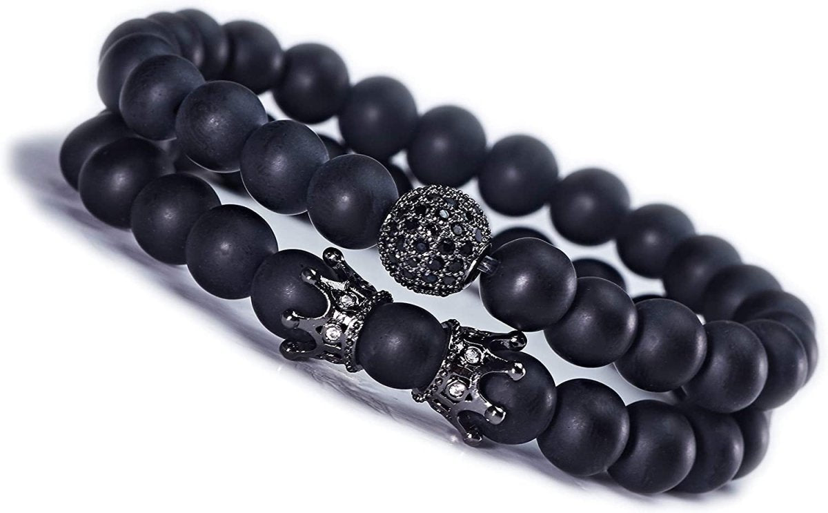 Charm Beads Bracelet Set Luxury Matte Onyx Natural Stone - Samuels Jewelers