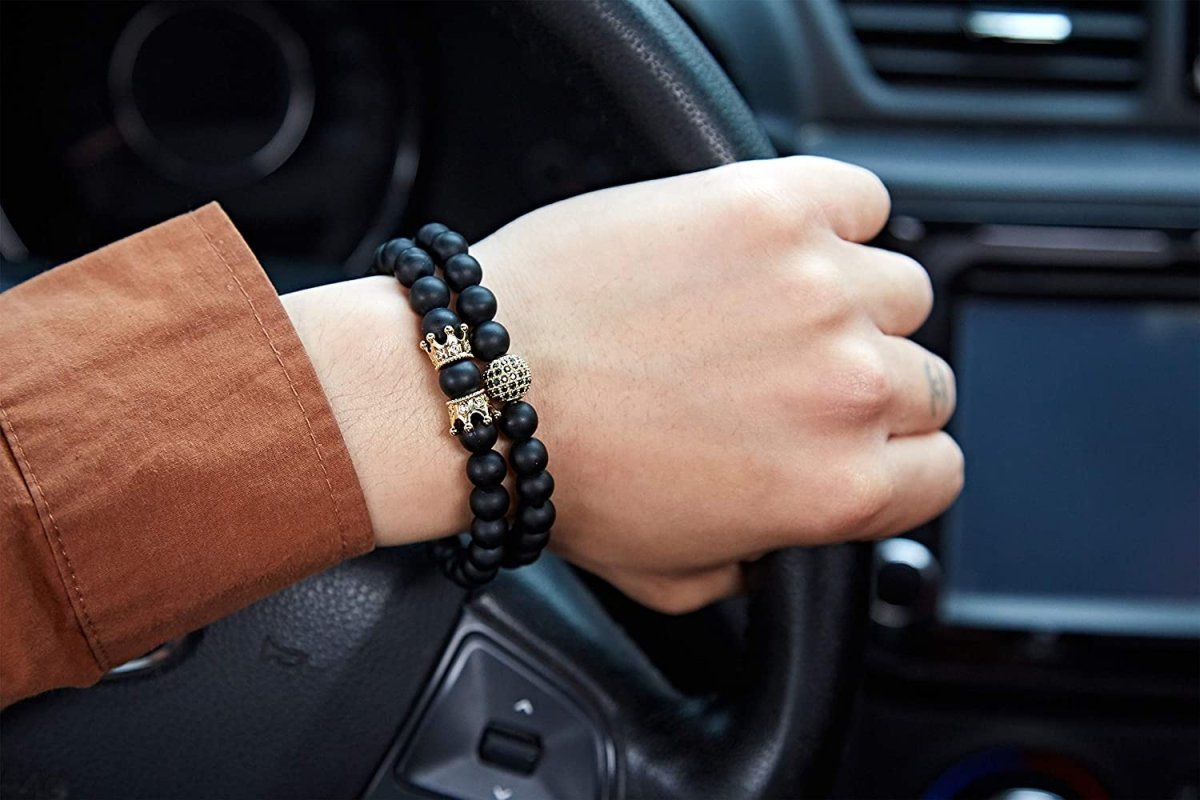Charm Beads Bracelet Set Luxury Matte Onyx Natural Stone - Samuels Jewelers
