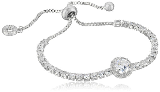 Classics Silver - Tone Pave Center Stone Slider Bracelet, One Size - Samuels Jewelers