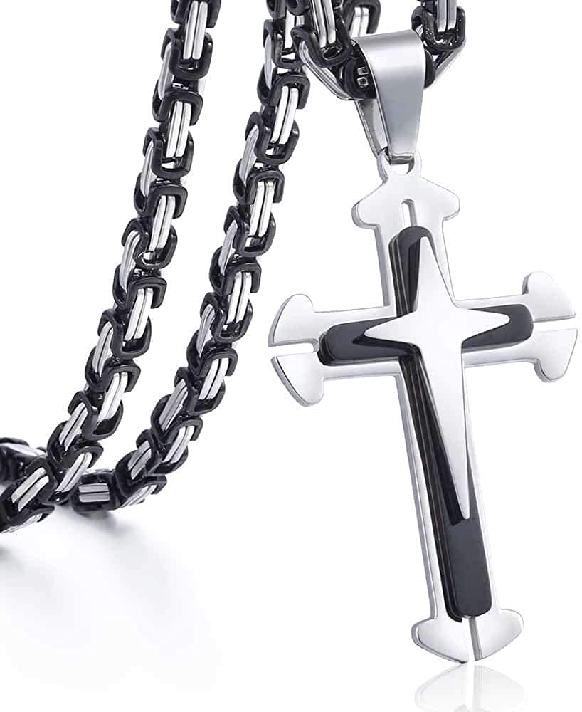 Cross Pendant Necklace Gold Silver Byzantine Empire Chain - Samuels Jewelers
