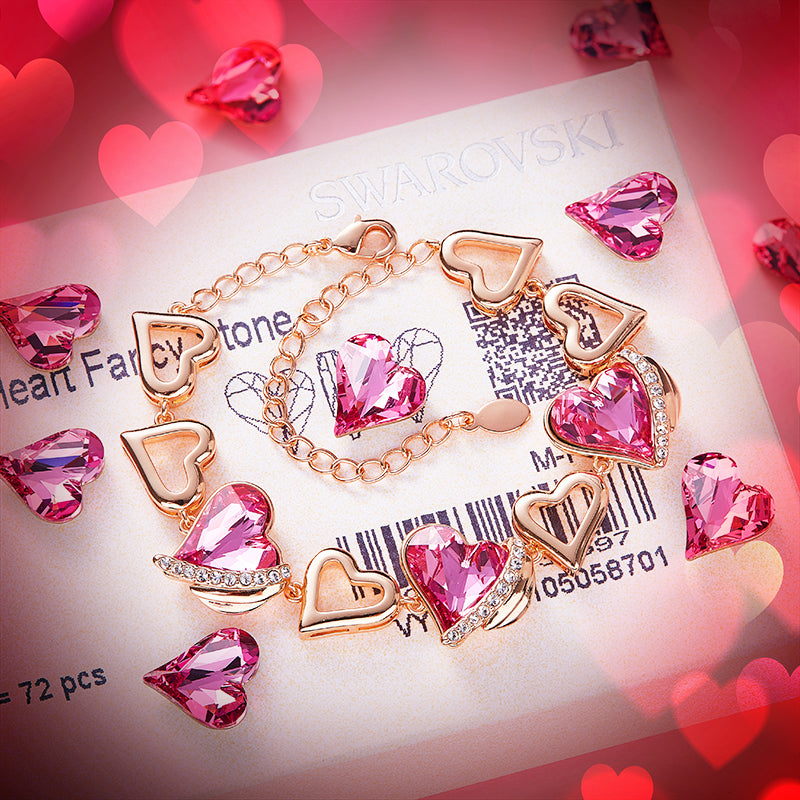 Gold Bracelets Embellished Crystals Swarovski Heart Angel Wing Jewelry Chain Bracelet - Samuels Jewelers