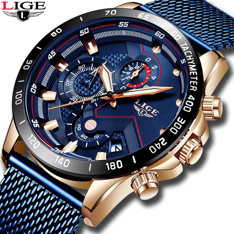 Casual Mesh Belt Quartz Gold Watch Men Luxury Waterproof - Samuels Jewelers