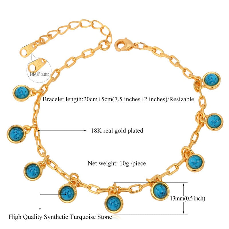 Natural Turkey Stone Gold Color Cute Beautiful Bracelet - Samuels Jewelers
