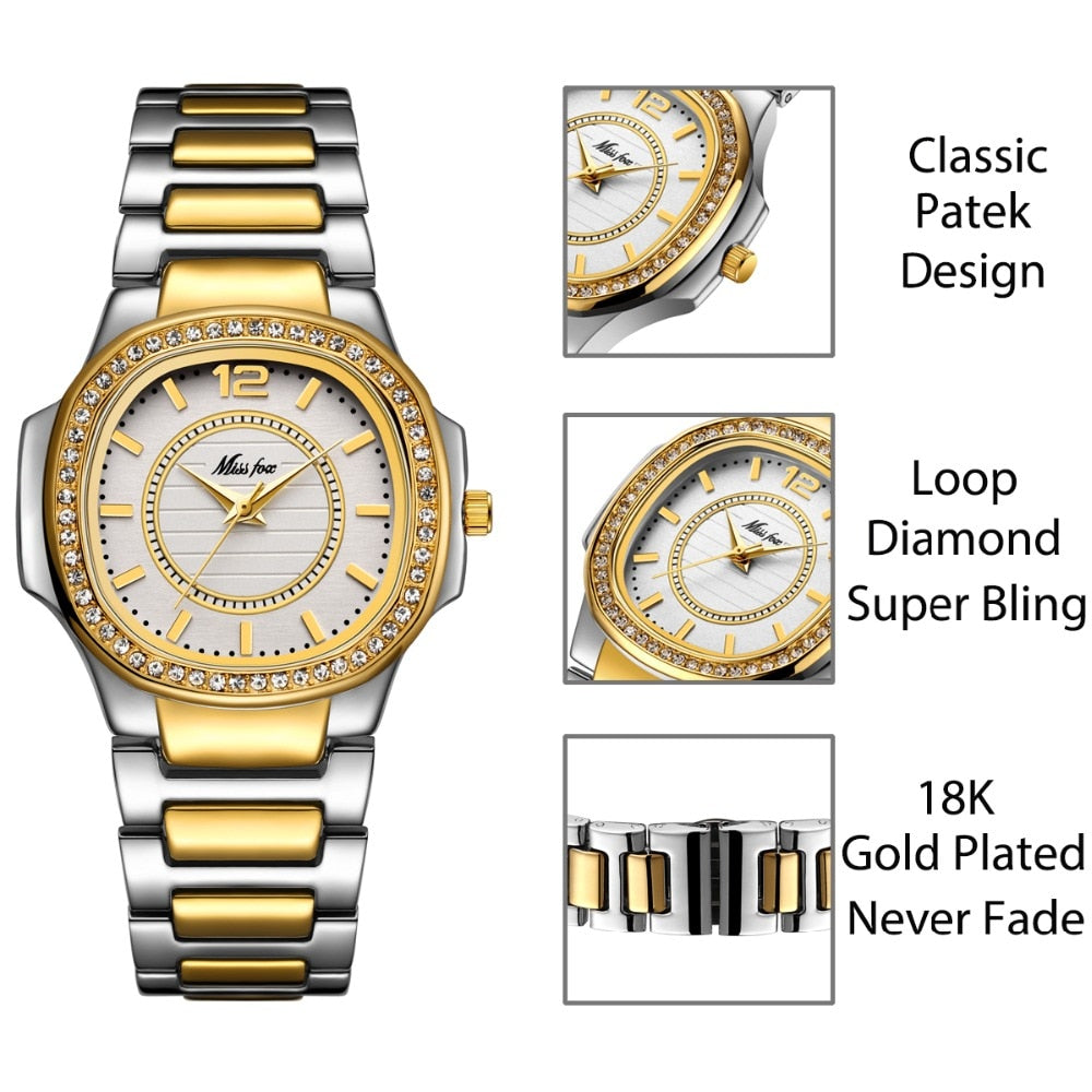Women Fashion Watch Geneva Designer Luxury Brand Diamond Quartz Gold Wrist Watch - Samuels Jewelers