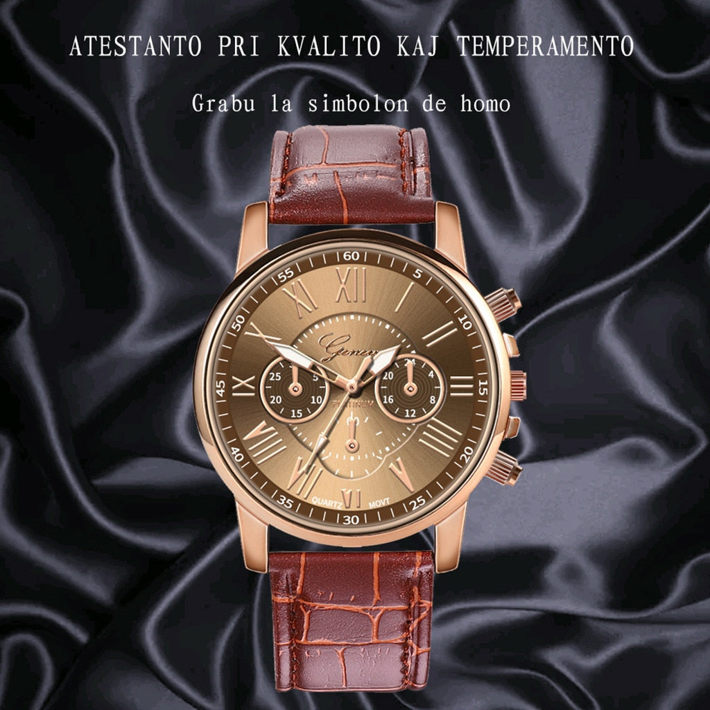 Leather Band Quartz Analog Wrist Watch - Samuels Jewelers