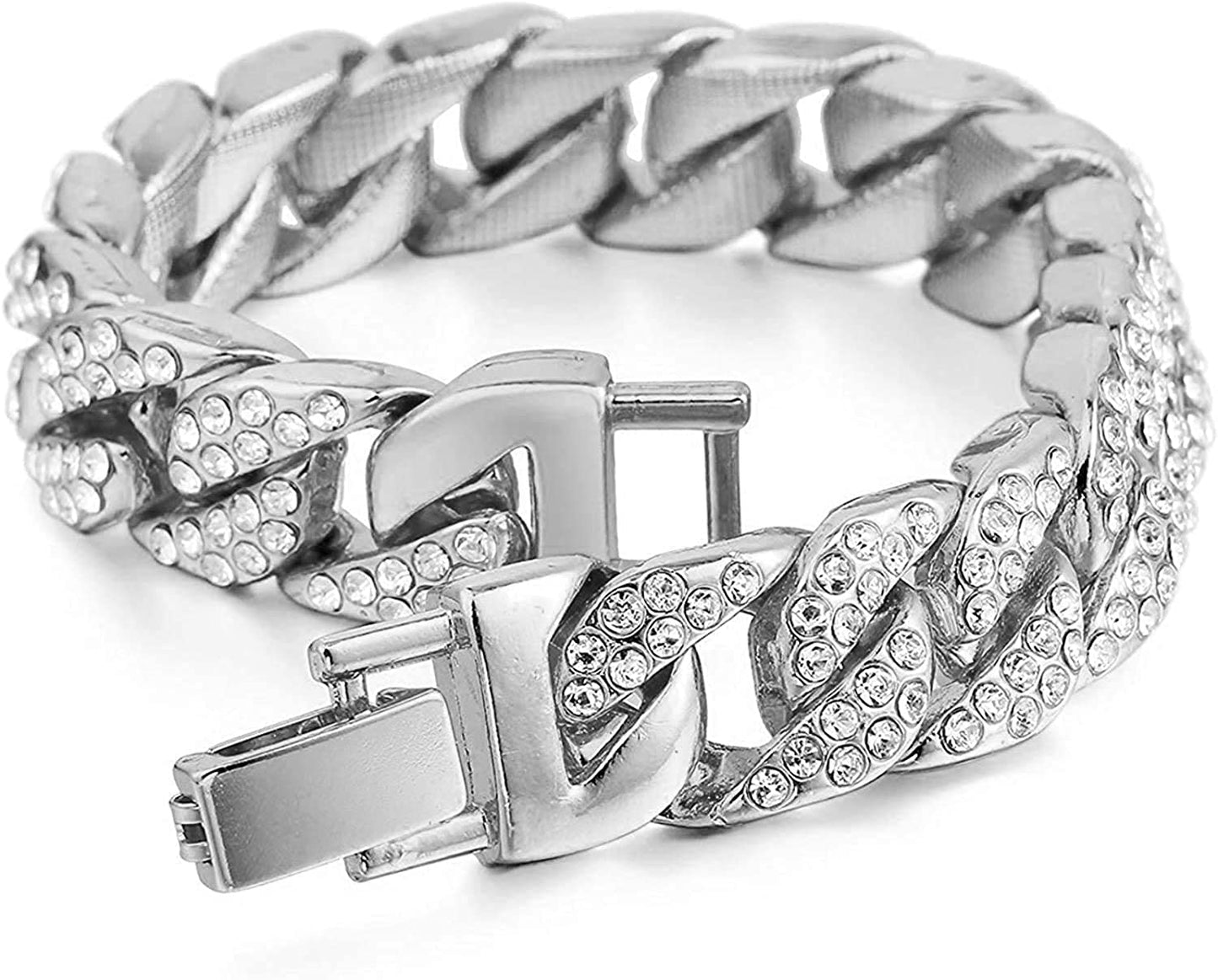 Bling-end Out Hip Hop Watch & Jewelry Set w/Cuban Chain Bracelet, Kite Bling Earrings & Ring - Samuels Jewelers