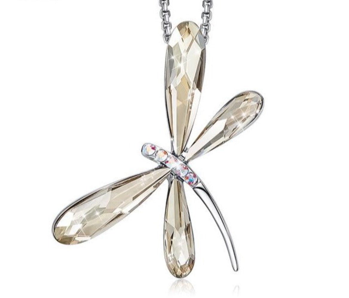 Dragonfly Insect Pendant Necklace - Crystal Luxury Jewelry - Samuels Jewelers