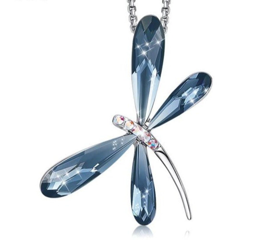 Dragonfly Insect Pendant Necklace - Crystal Luxury Jewelry - Samuels Jewelers