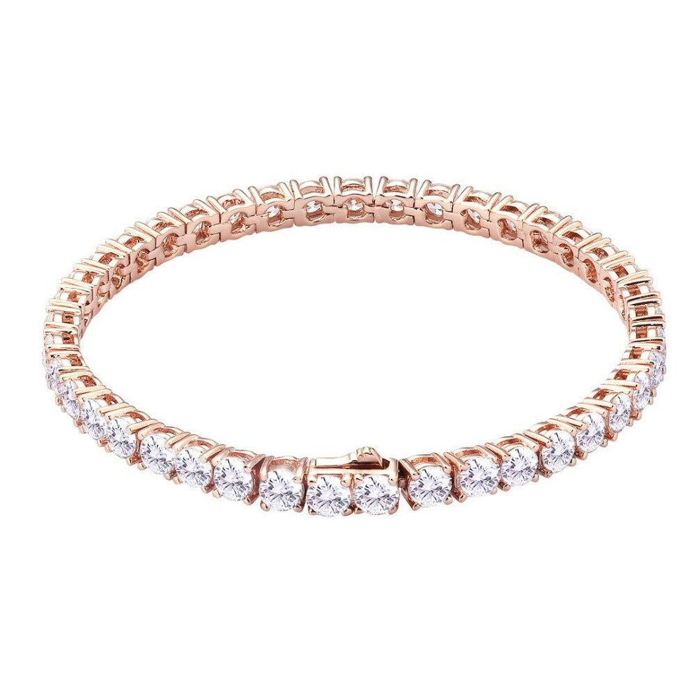 S925 Sterling Silver Tennis Bracelet, 14k Gold Iced Out Prong-Setting 5A Cubic Zirconia Stones, Urban Street-wear Hip Hop Jewelry - Samuels Jewelers