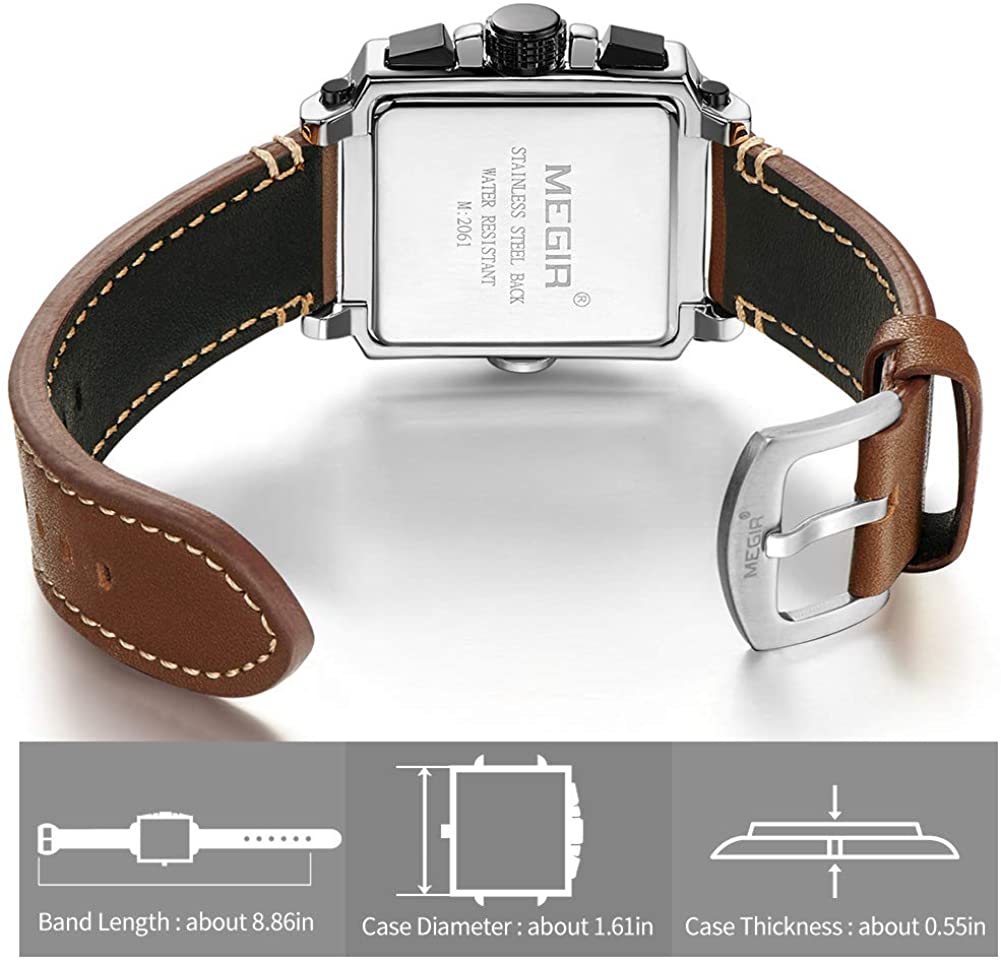 Men's Analogue Army Military Chronograph Luminous Quartz Watch Fashion Leather Strap - Samuels Jewelers