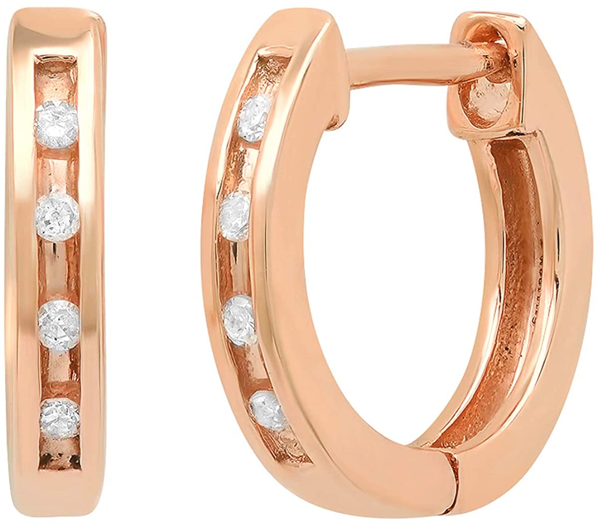Collection 0.05 Carat (ctw) 14K Gold Round Diamond Hoop Earrings - Samuels Jewelers