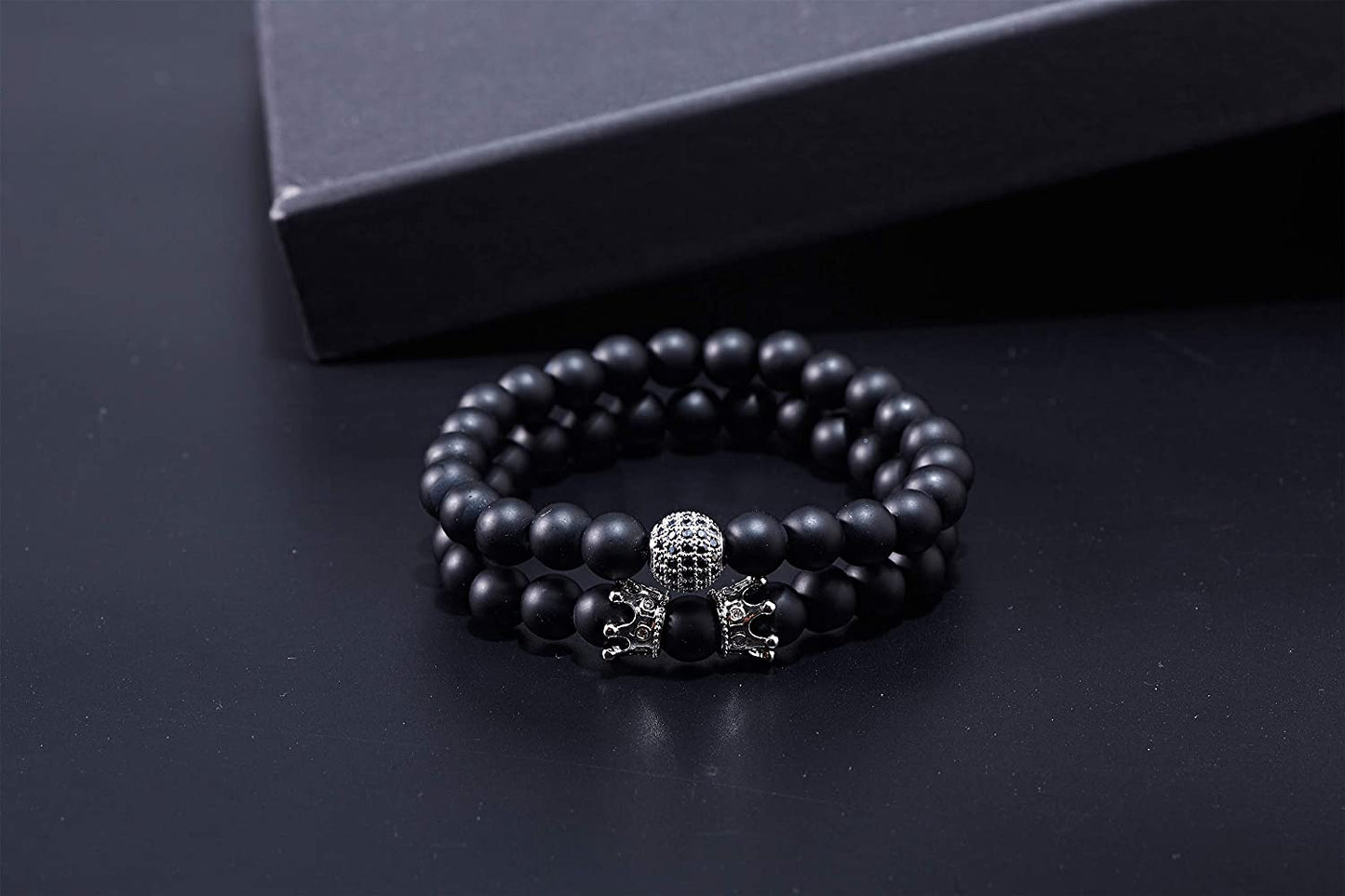 Charm Beads Bracelet Set Luxury Matte Onyx Natural Stone - Samuels Jewelers