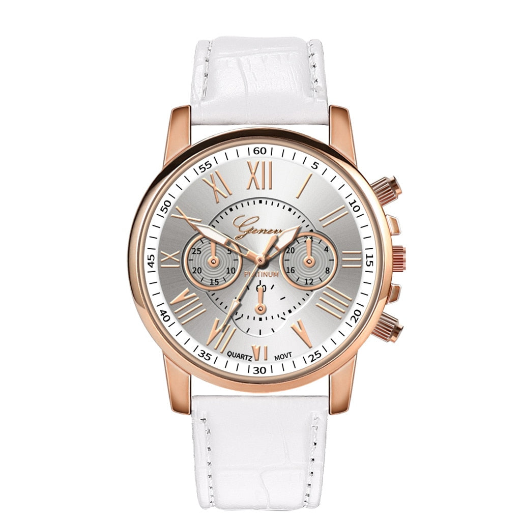 Leather Band Quartz Analog Wrist Watch - Samuels Jewelers