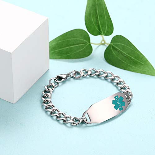 Personalized Customize Medical Alert ID Awareness Bracelet 5.5-8.5 inches ,Free Engraving - Samuels Jewelers