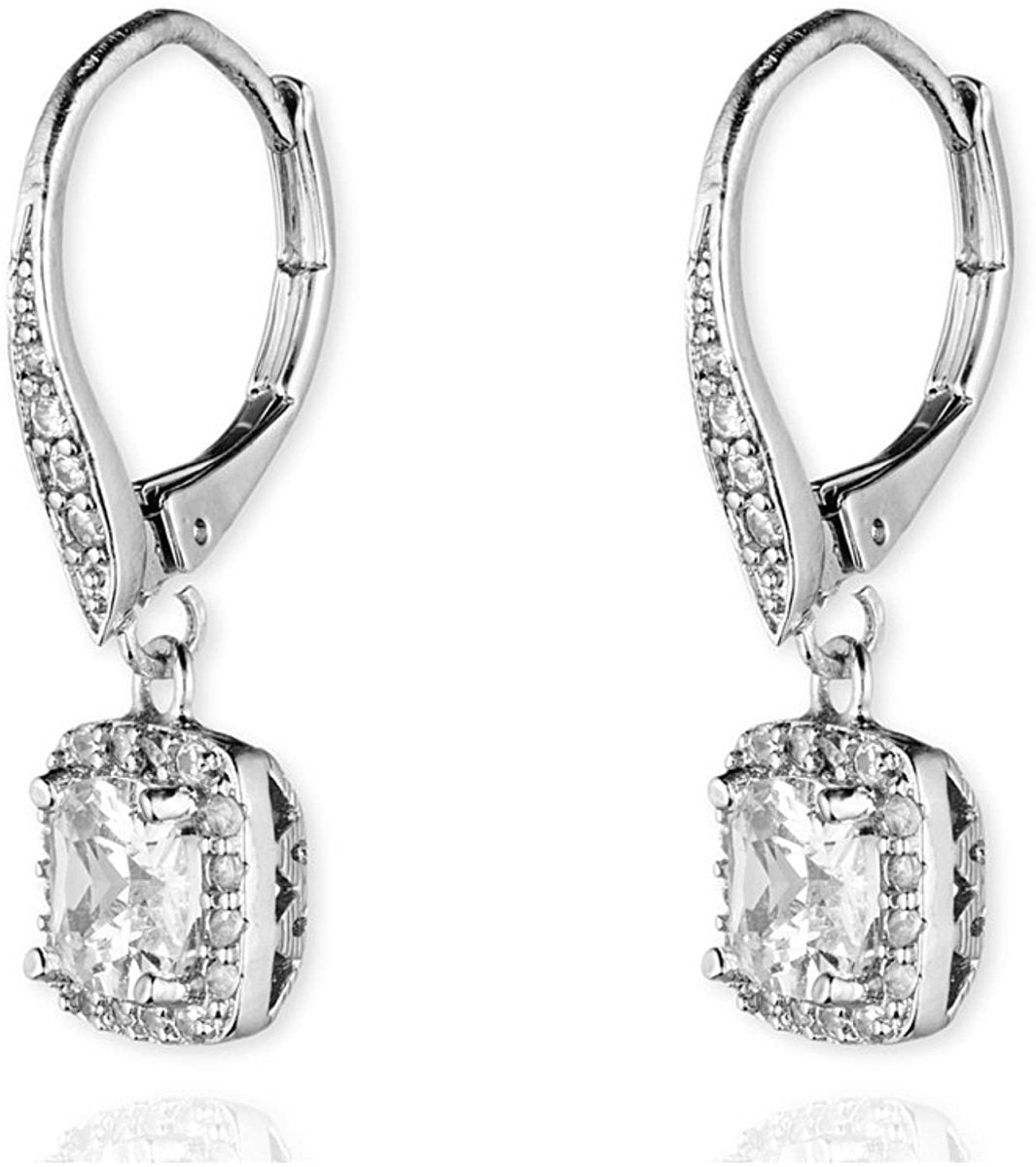 Flawless Cubic Zirconia Lever - Back Drop Earrings - Samuels Jewelers