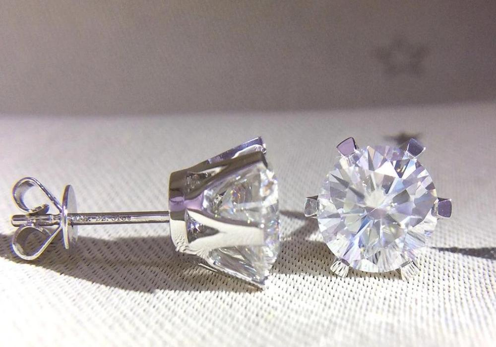 Genuine 18K Plated Sterling Silver Push Back H Color 5mm 1CTW Round Cut Diamond Earrings - Samuels Jewelers