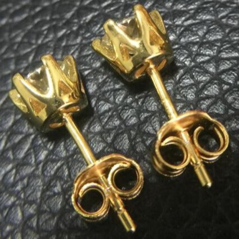 Genuine 18K Plated Sterling Silver Push Back H Color 5mm 1CTW Round Cut Diamond Earrings - Samuels Jewelers