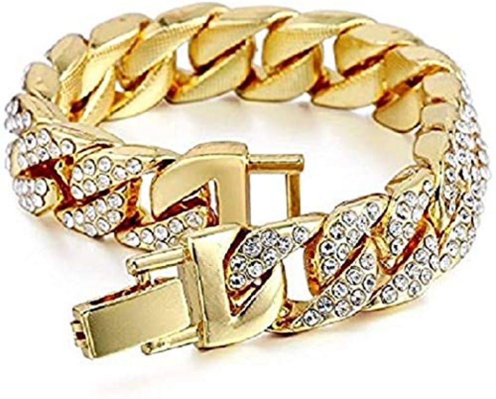 Gold Bling - ed Out Men Watch Cuban Chain Bracelet, Cuban Necklace Tennis Chain Ring - Samuels Jewelers