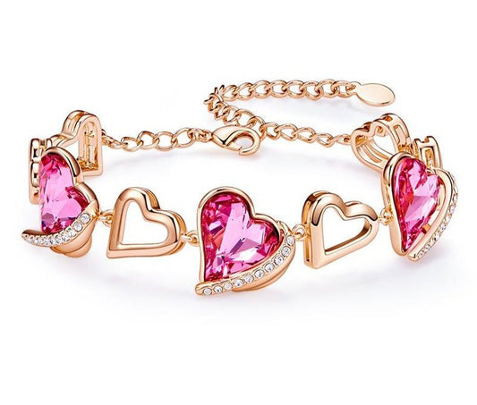 Gold Bracelets Embellished Crystals Swarovski Heart Angel Wing Jewelry Chain Bracelet - Samuels Jewelers