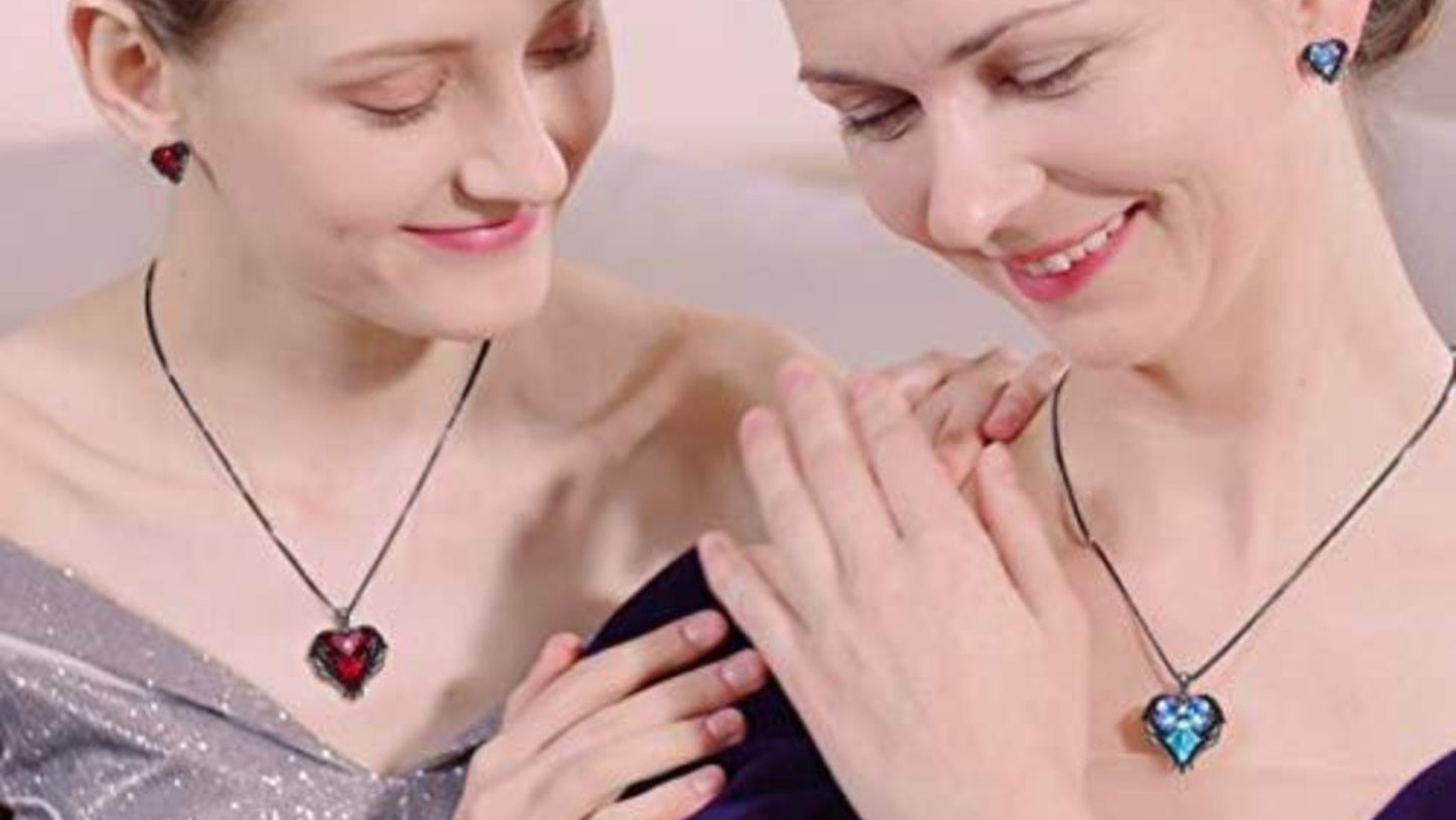 Heart Necklace & Earrings Jewelry 18K White Gold Plated - Samuels Jewelers