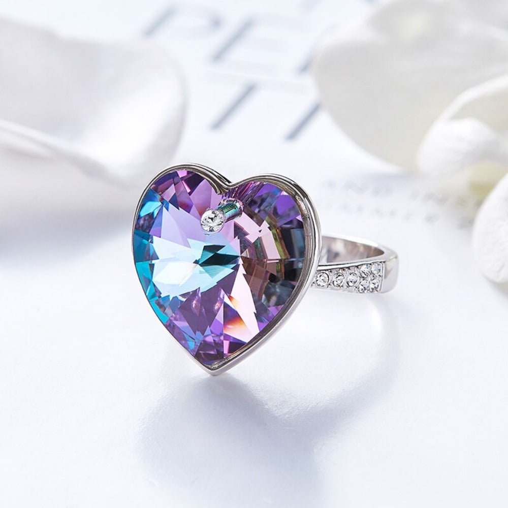 Heart Swarovski Crystal Wedding Ring - Samuels Jewelers