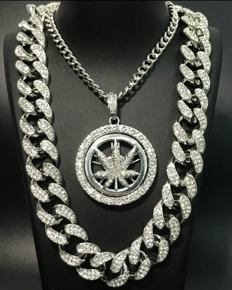 Ice Out Miami Dollar Sign Rock Bling Rapper Hip Hop Pendant Necklace - Samuels Jewelers