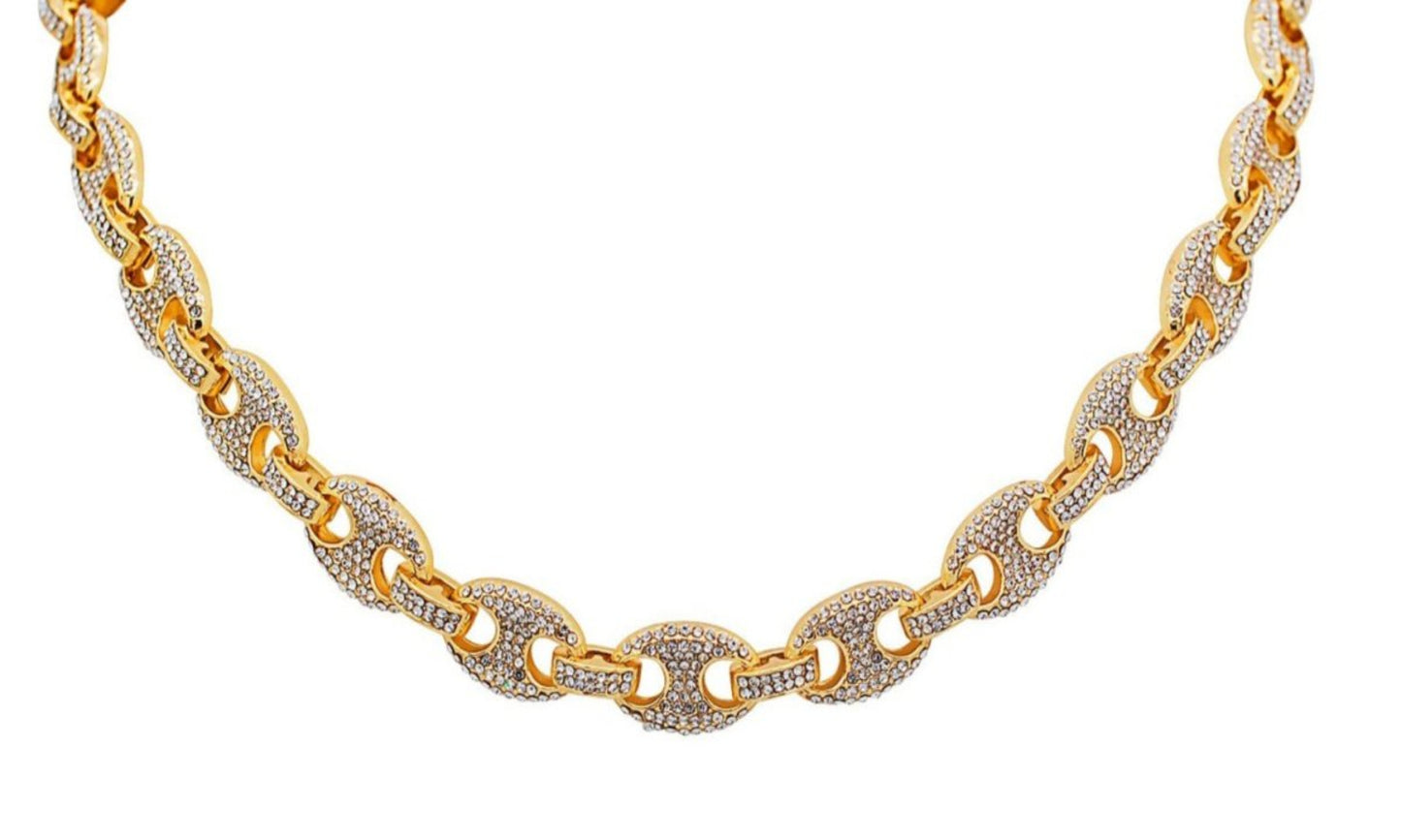 Iced Style Bling Hip Hop Staggered Full Pave Link Chain Necklace - Samuels Jewelers