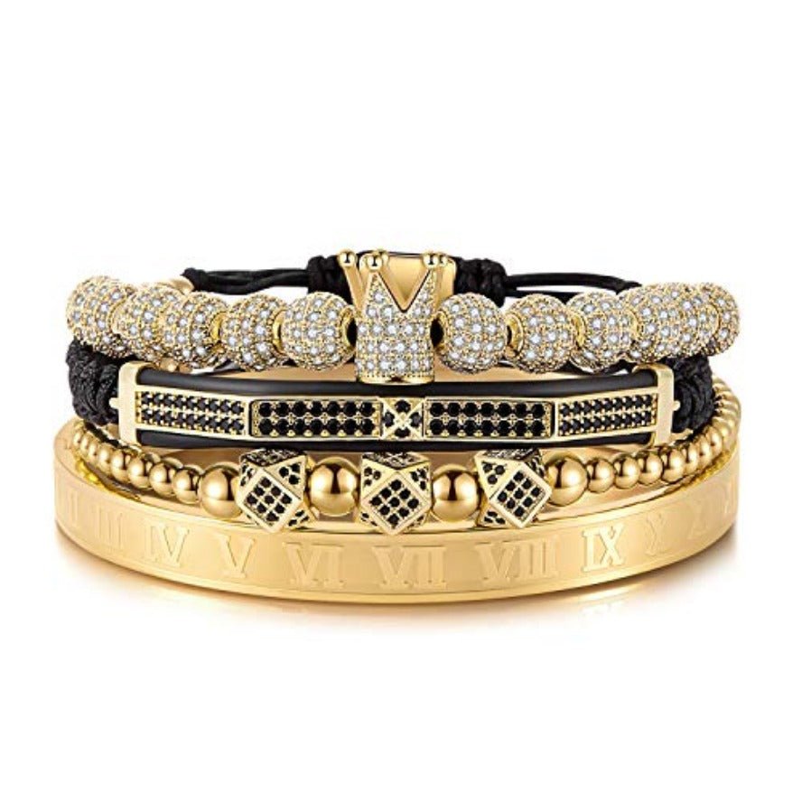 Imperial Crown King Gold Bracelets for Men Luxury Charm Fashion Cuff Bangle Jewelry - Samuels Jewelers