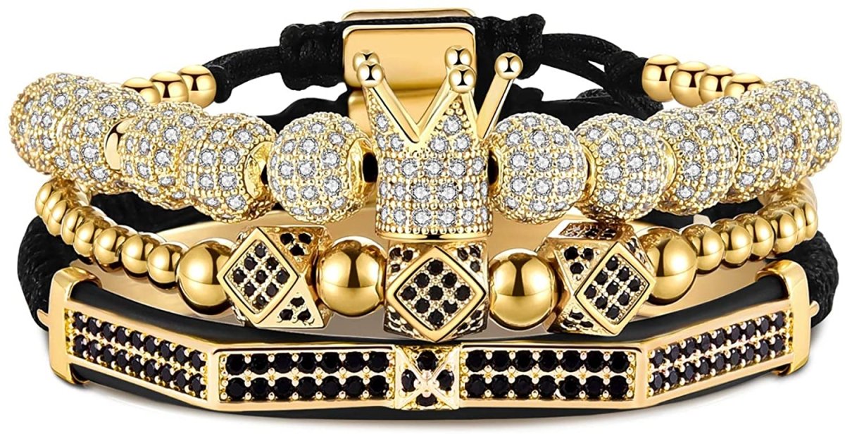 Imperial Crown King Gold Bracelets for Men Luxury Charm Fashion Cuff Bangle Jewelry - Samuels Jewelers