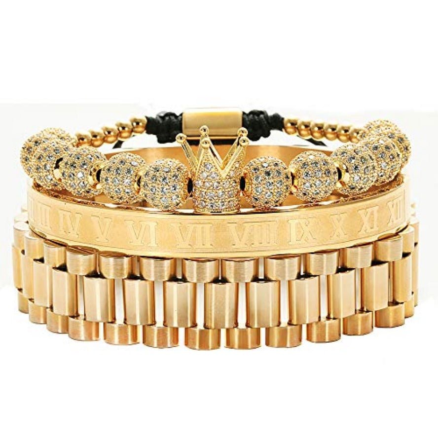 Imperial Crown King Gold Bracelets for Men Luxury Charm Fashion Cuff Bangle Jewelry - Samuels Jewelers