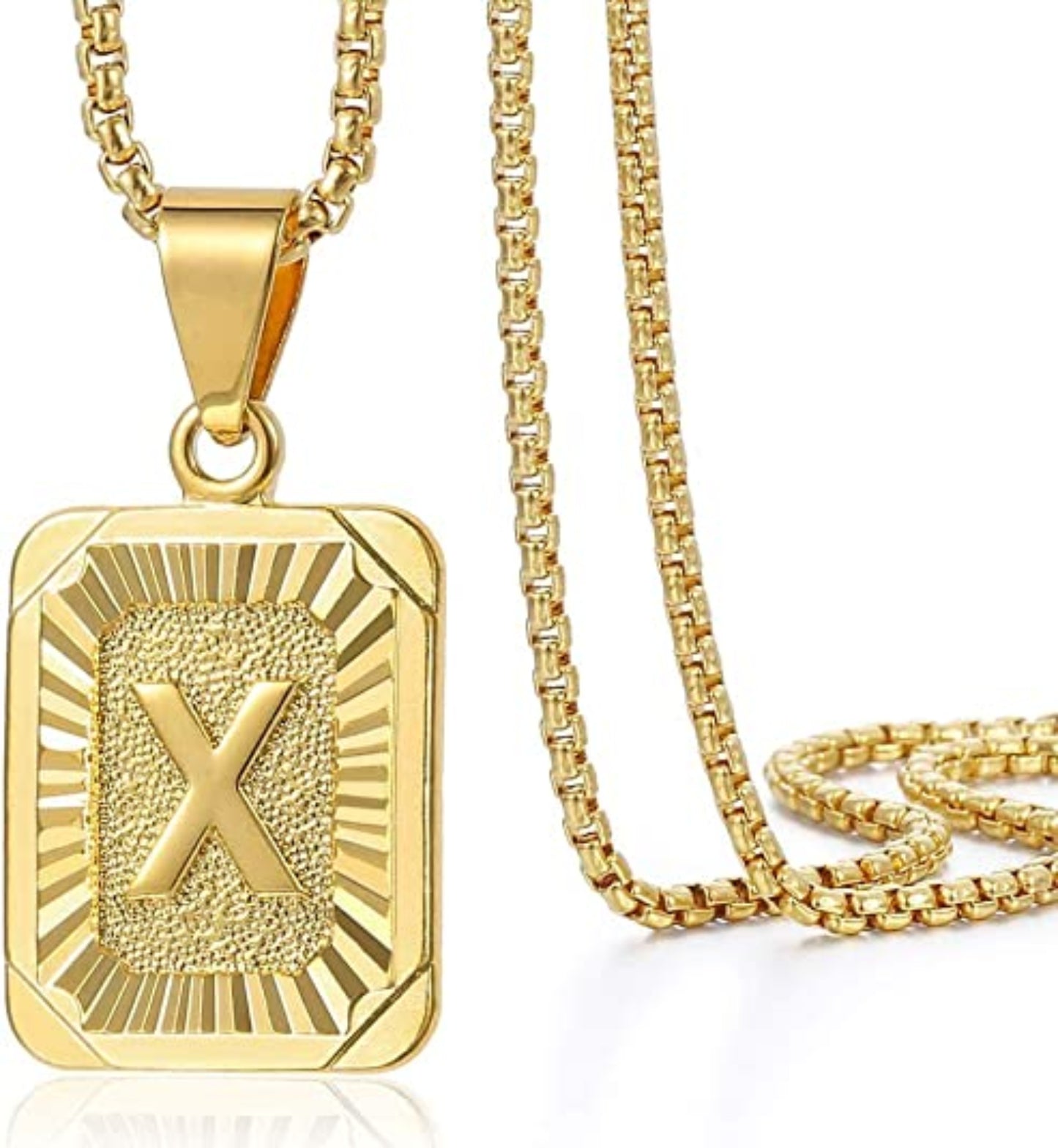 Initial Letter Pendant Charm Gold Necklace Cuban Link Chain - Samuels Jewelers