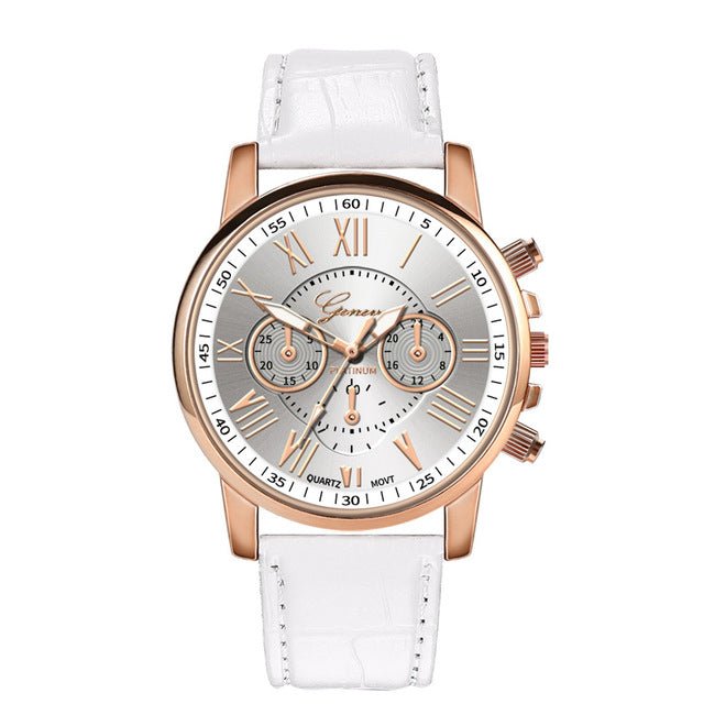 Leather Band Quartz Analog Wrist Watch - Samuels Jewelers